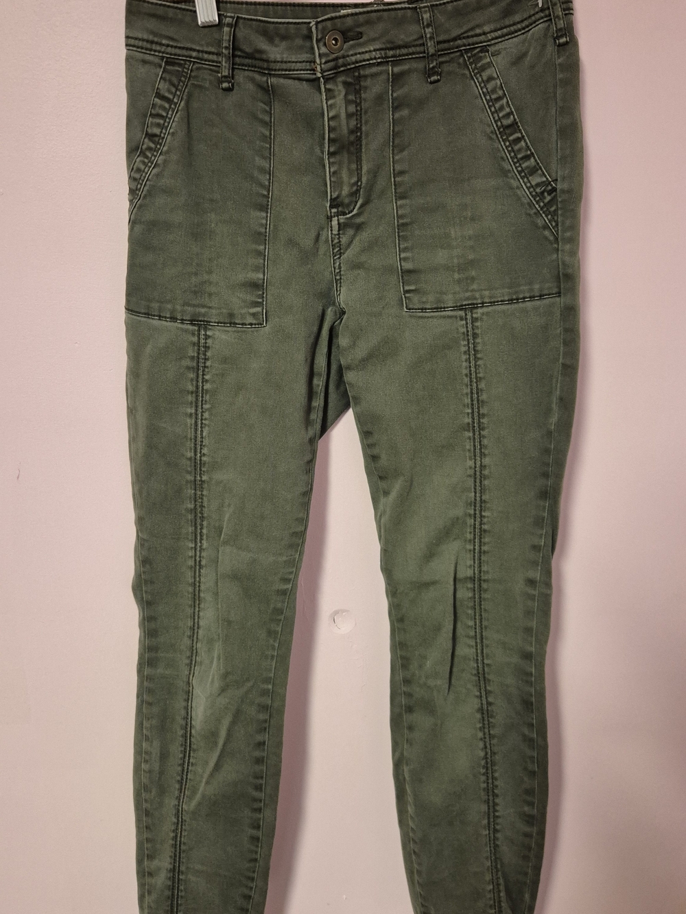 By Anthropologie Womens Cargo-Style Jeans, Size 29, Olive Army Green
